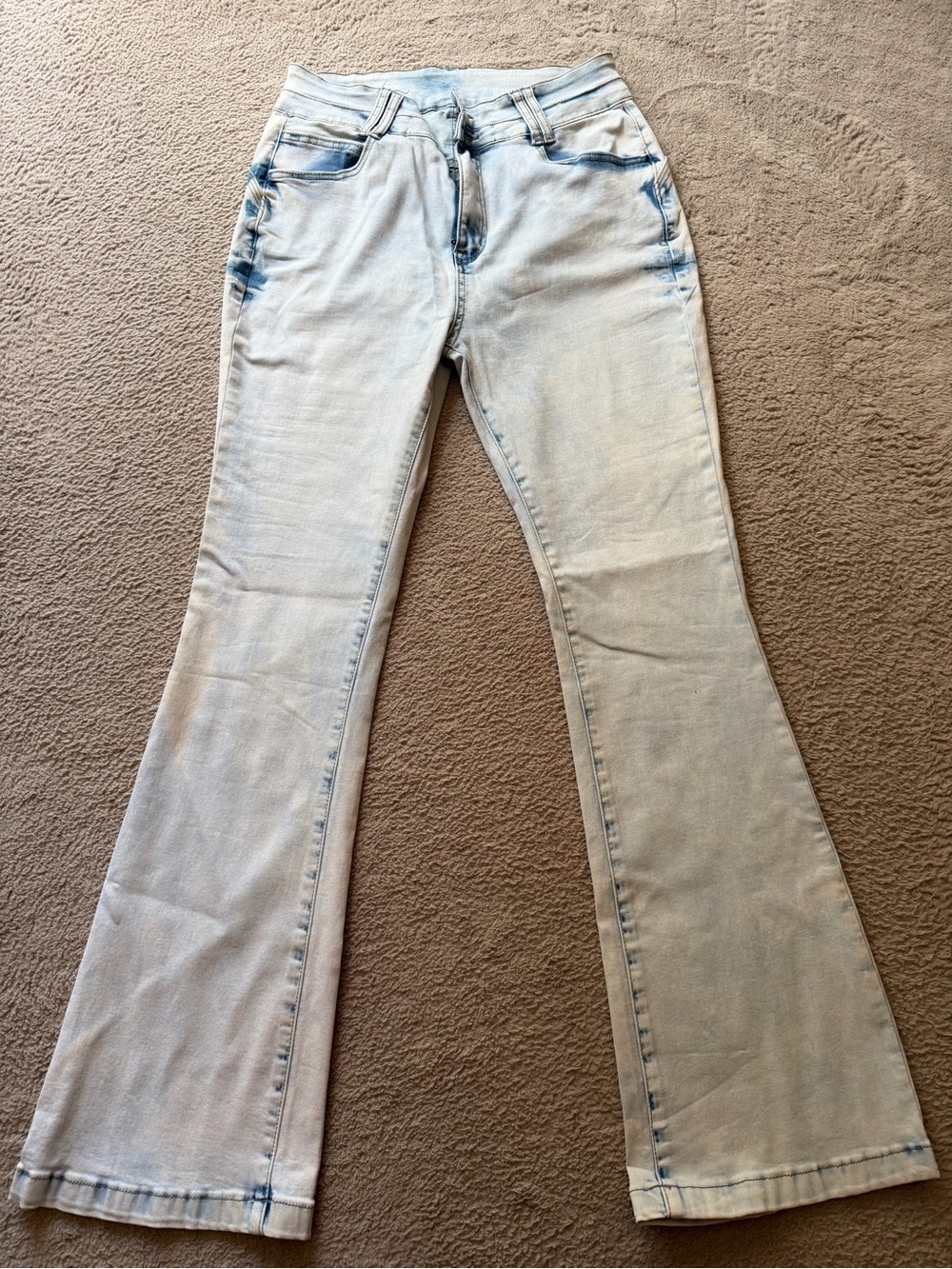 Light Wash Women's Flare Jeans - Casual Stretch Denim